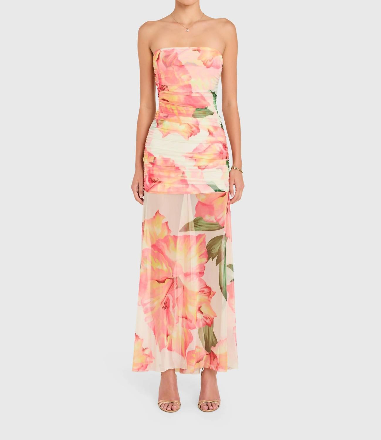 New Amanda Uprichard Leo Maxi Dress In Hibiscus Print